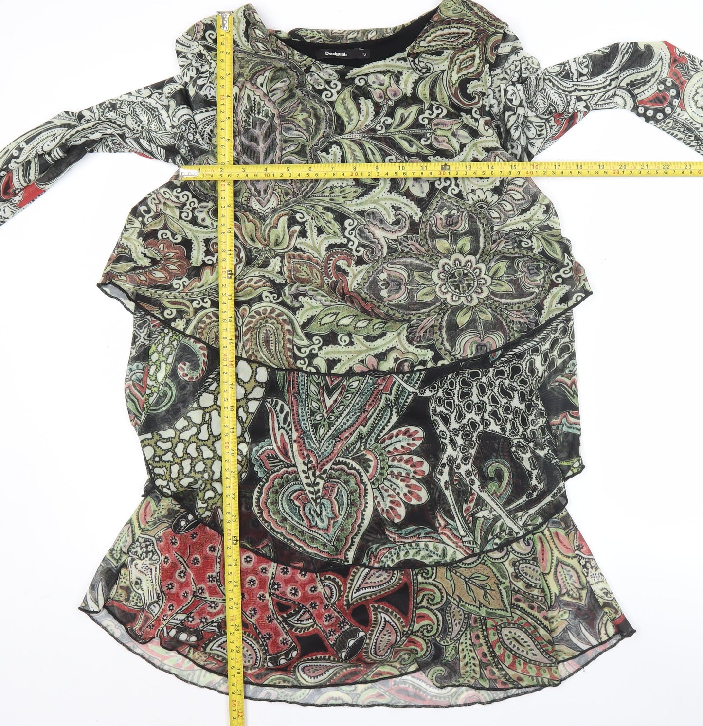 Desigual Women Multicoloured Paisley Long Sleeve Shift Dress S