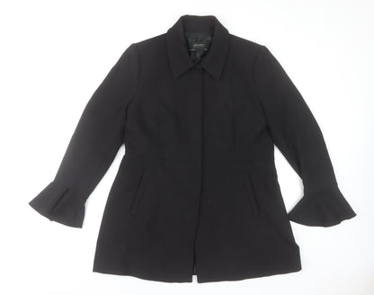 Zara Basic Women’s Black Ruffle Sleeve Mid-Length Coat Size 16