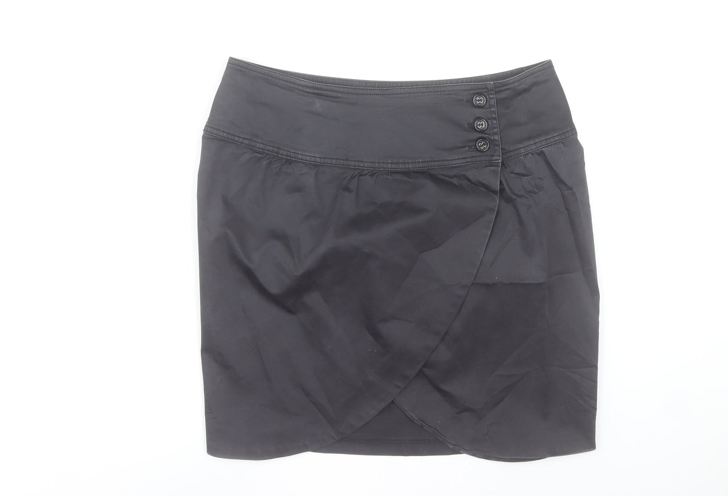 Tiddy Women's Black Wrap Short Skirt Size M Cotton Stretch