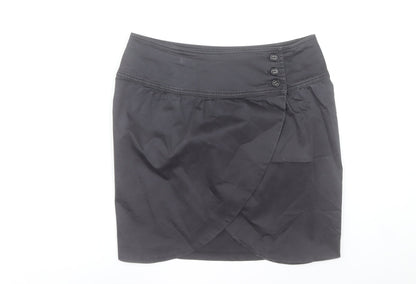 Tiddy Women's Black Wrap Short Skirt Size M Cotton Stretch