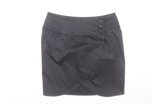 Tiddy Women's Black Wrap Short Skirt Size M Cotton Stretch