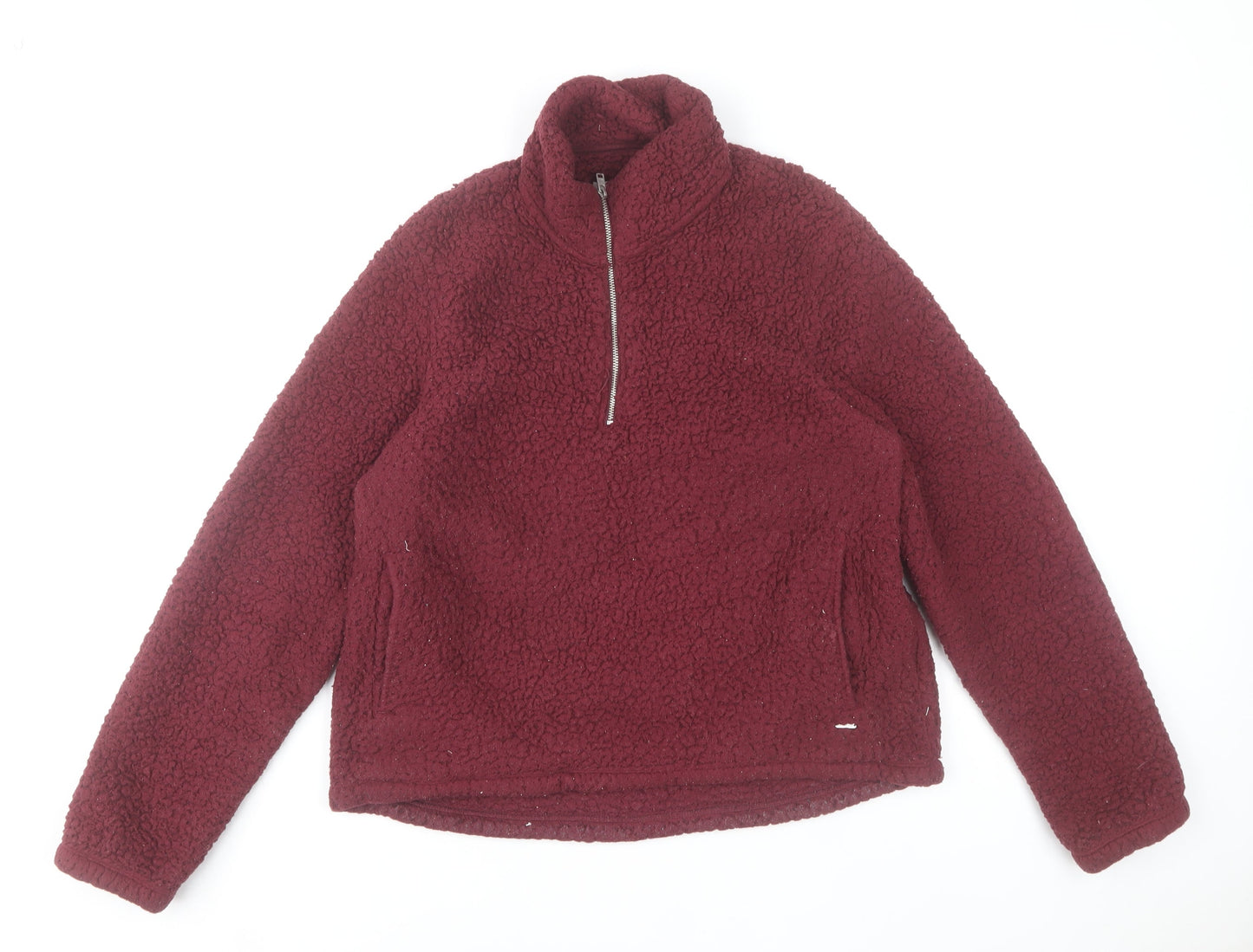 Hollister Women’s Burgundy Fleece Pullover Hoodie M Warm Winter Style