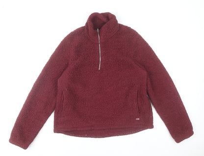 Hollister Women’s Burgundy Fleece Pullover Hoodie M Warm Winter Style