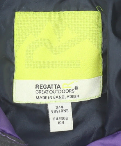 Regatta Girls Purple Puffer Jacket 3-4 Years Lightweight Padded Coat