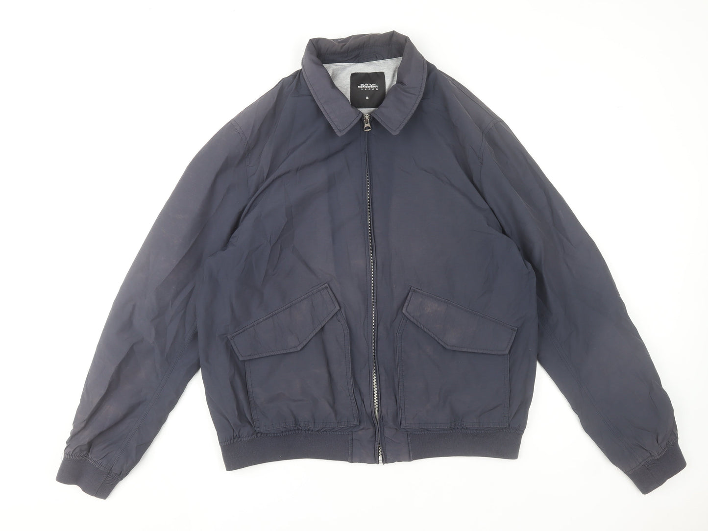 Burton Menswear London Men Blue XL Bomber Jacket Cotton Nylon Zip