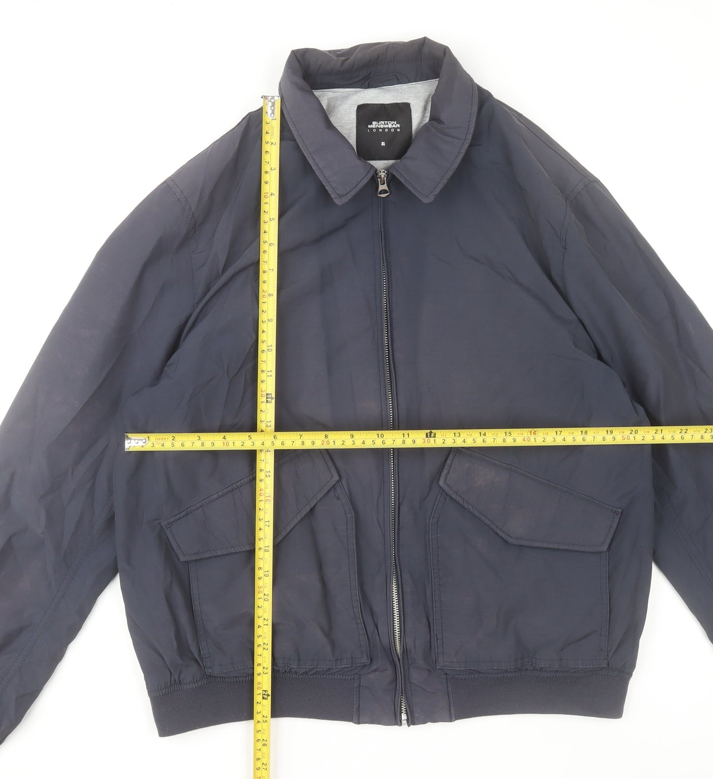 Burton Menswear London Men Blue XL Bomber Jacket Cotton Nylon Zip