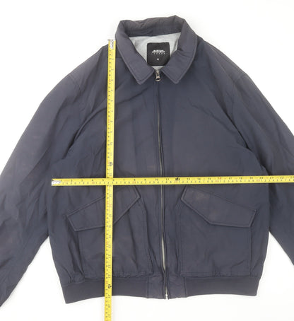 Burton Menswear London Men Blue XL Bomber Jacket Cotton Nylon Zip