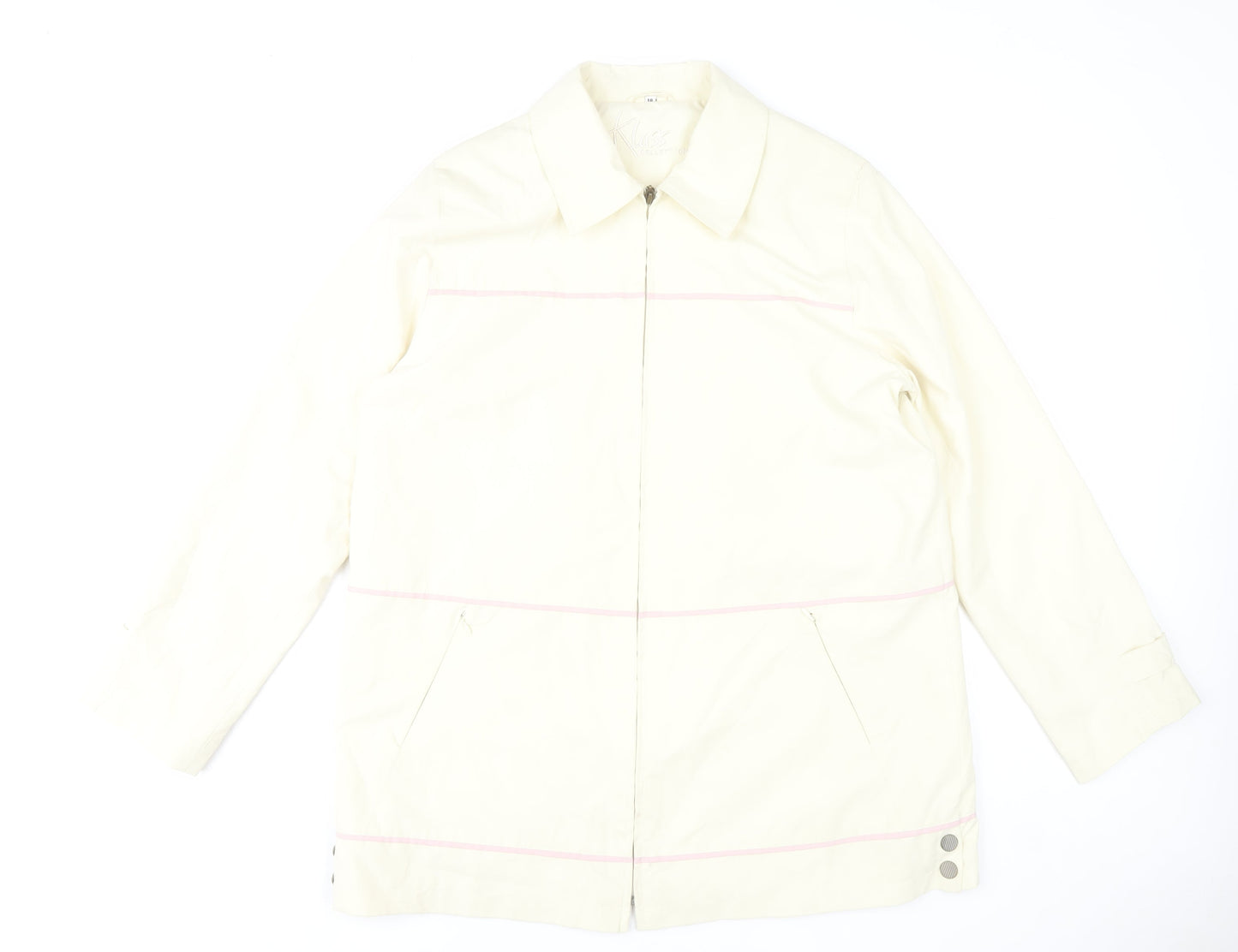 Klass Collection Women's Ivory Mid-Length Jacket Size 18 Polyester Blend