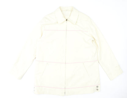 Klass Collection Women's Ivory Mid-Length Jacket Size 18 Polyester Blend
