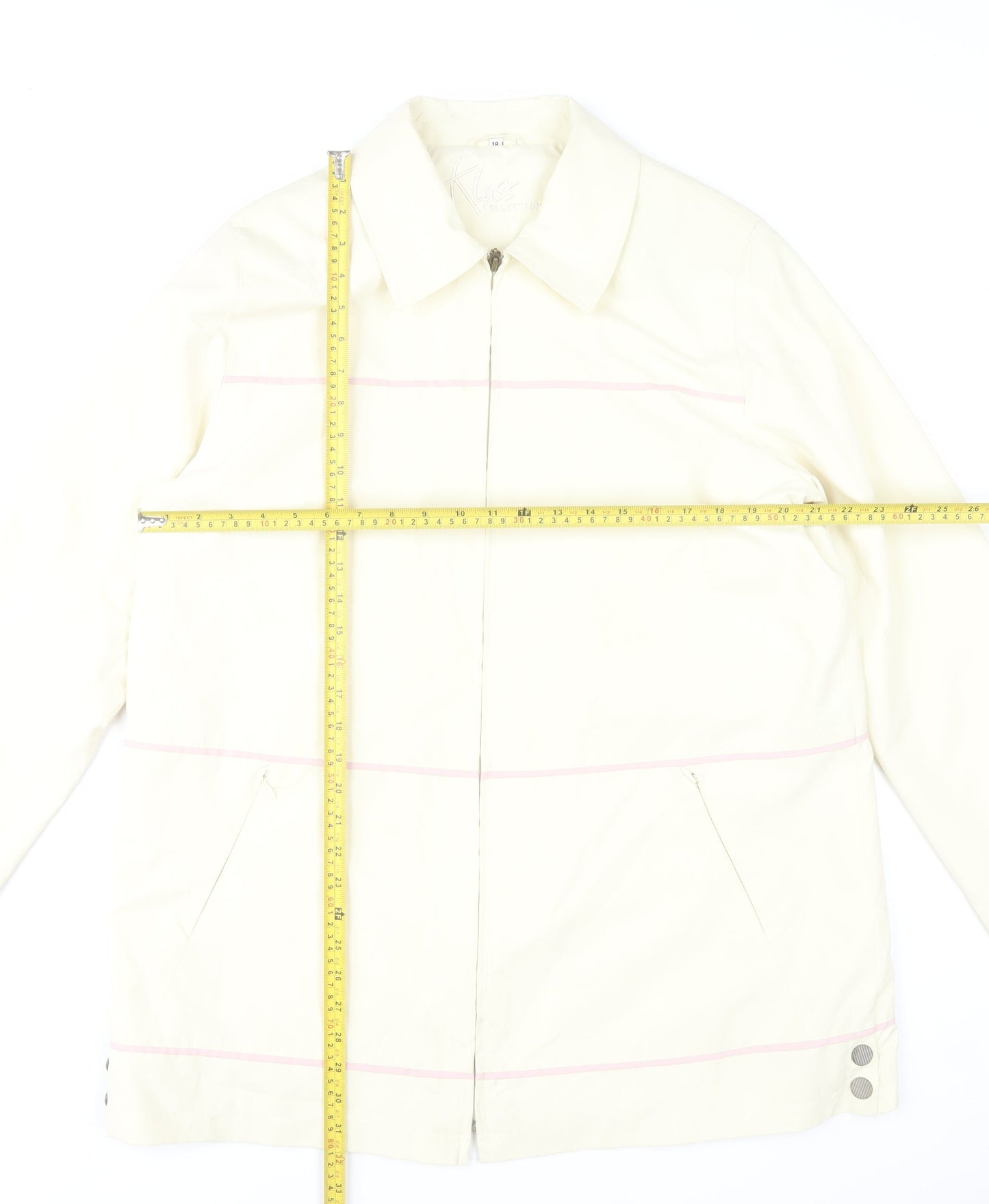 Klass Collection Women's Ivory Mid-Length Jacket Size 18 Polyester Blend