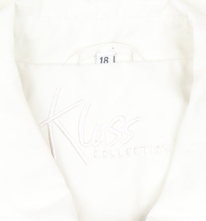 Klass Collection Women's Ivory Mid-Length Jacket Size 18 Polyester Blend