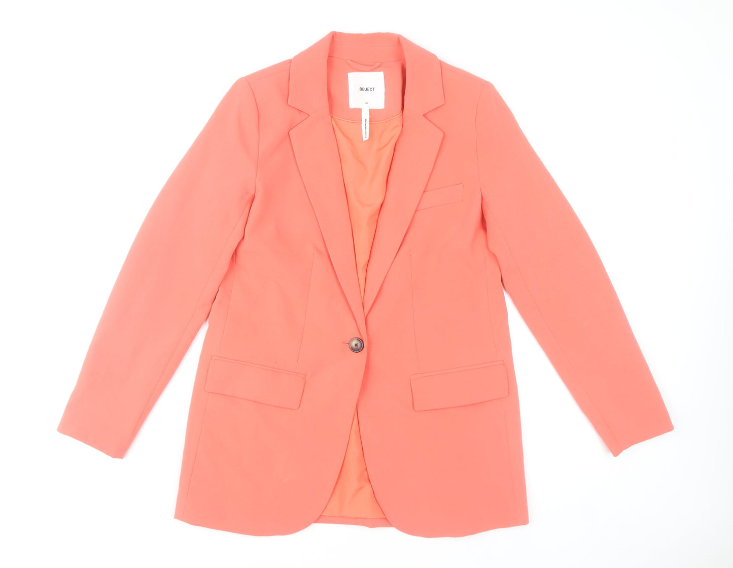 OBJECT Women's Orange Blazer Size 6 Classic Single-Breasted Jacket