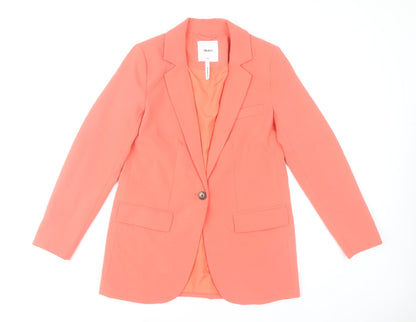 OBJECT Women's Orange Blazer Size 6 Classic Single-Breasted Jacket