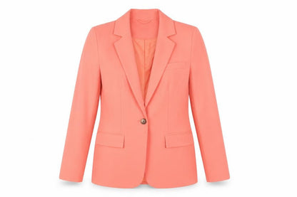 Front view of Object Women's Orange Blazer, size 6, Classic Single-Breasted Jacket