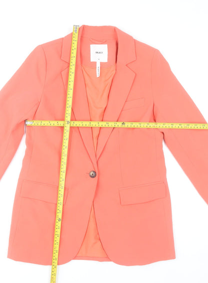 OBJECT Women's Orange Blazer Size 6 Classic Single-Breasted Jacket