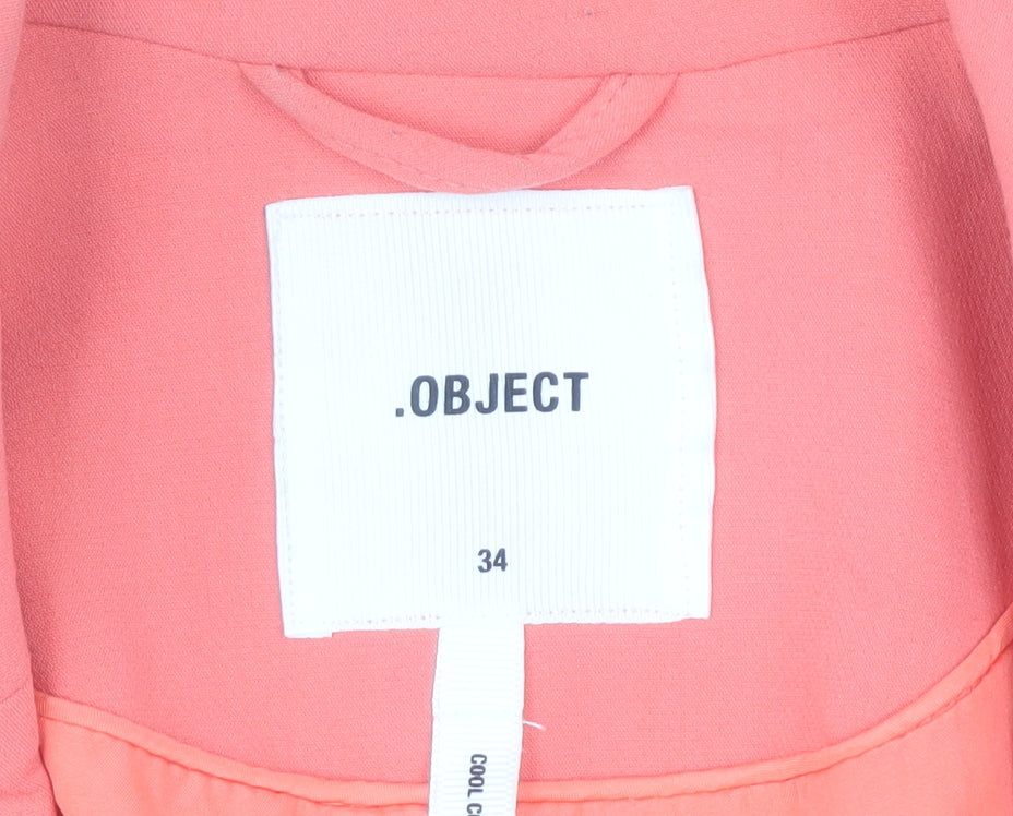 OBJECT Women's Orange Blazer Size 6 Classic Single-Breasted Jacket