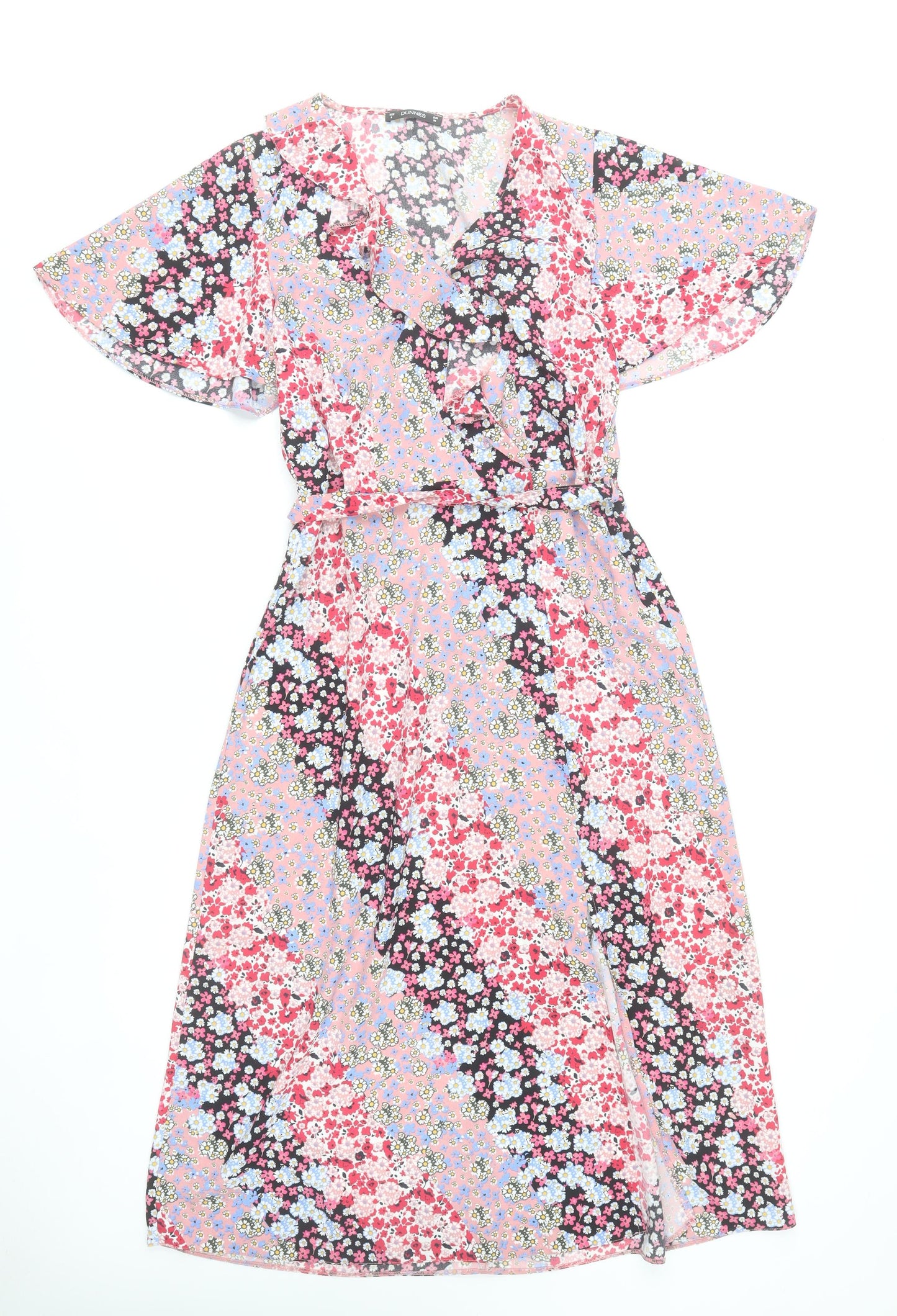 Dunnes Women’s Multicoloured Floral Wrap Midi Dress Size 8