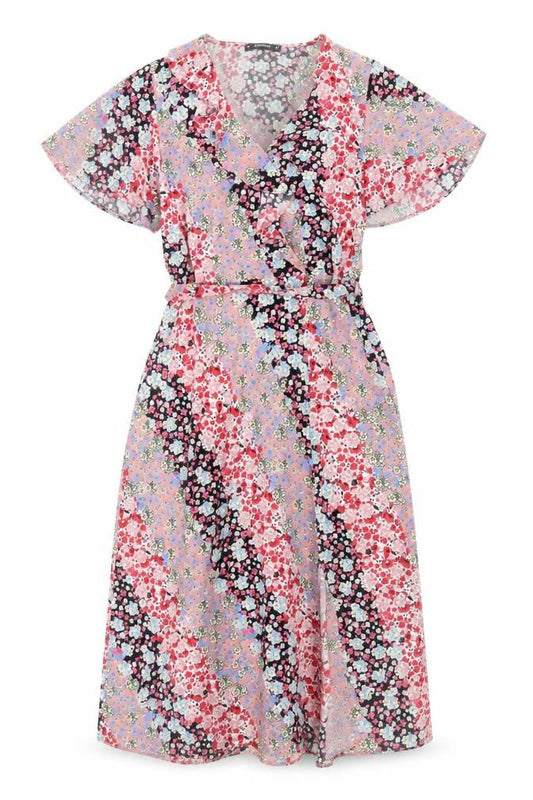 Dunnes Women’s Multicoloured Floral Wrap Midi Dress Size 8