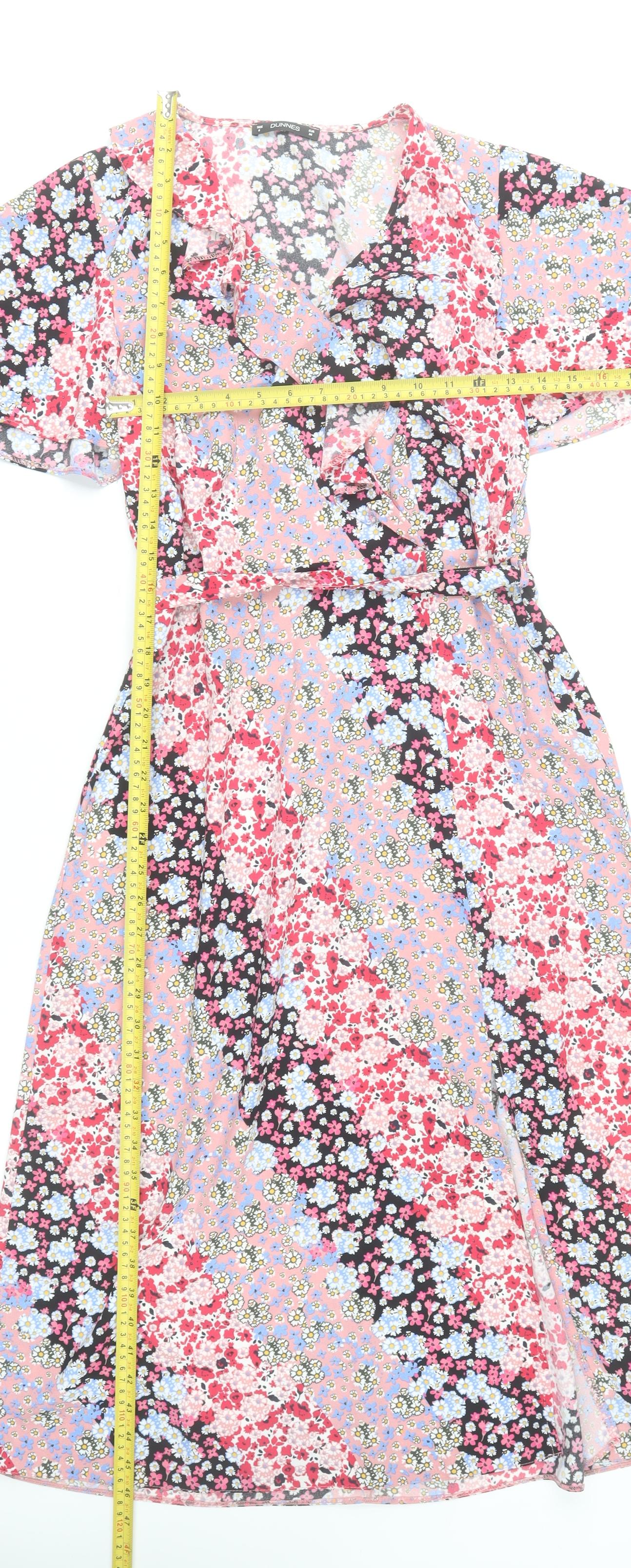 Dunnes Women’s Multicoloured Floral Wrap Midi Dress Size 8