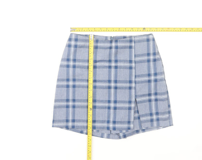 Misi & Co Women's Blue Plaid Wrap Skort Petites Cotton Blend