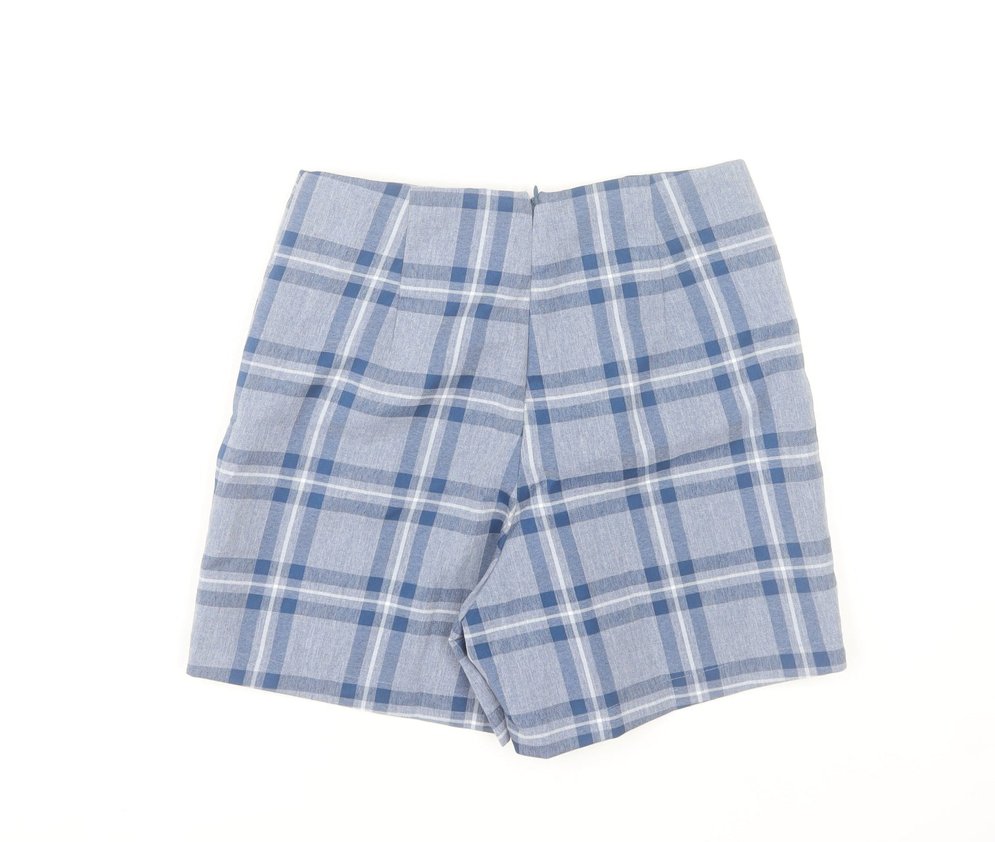 Misi & Co Women's Blue Plaid Wrap Skort Petites Cotton Blend