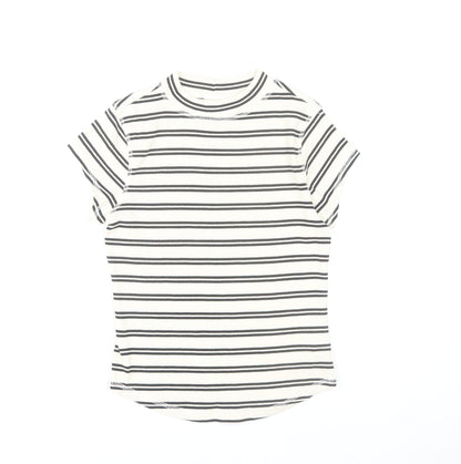 River Island Women’s White Black Striped T-Shirt UK 12 Basic Jersey Top
