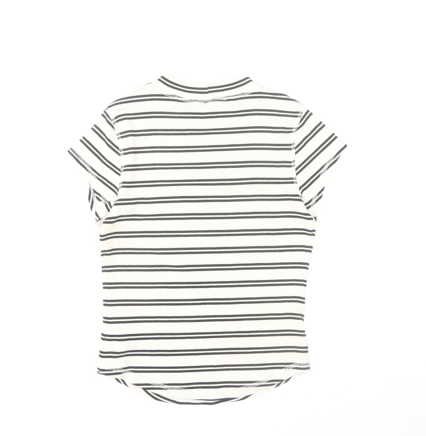 River Island Women’s White Black Striped T-Shirt UK 12 Basic Jersey Top