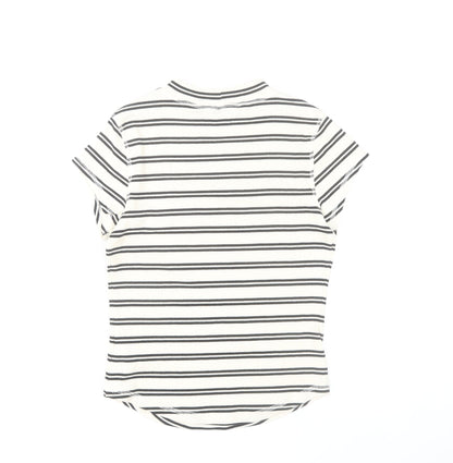 River Island Women’s White Black Striped T-Shirt UK 12 Basic Jersey Top