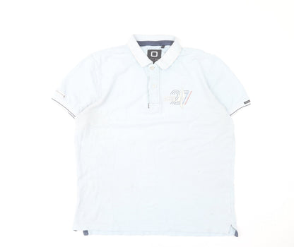 CODE ZERO Men’s Blue Nautical Polo Shirt XL Short Sleeve 100% Cotton