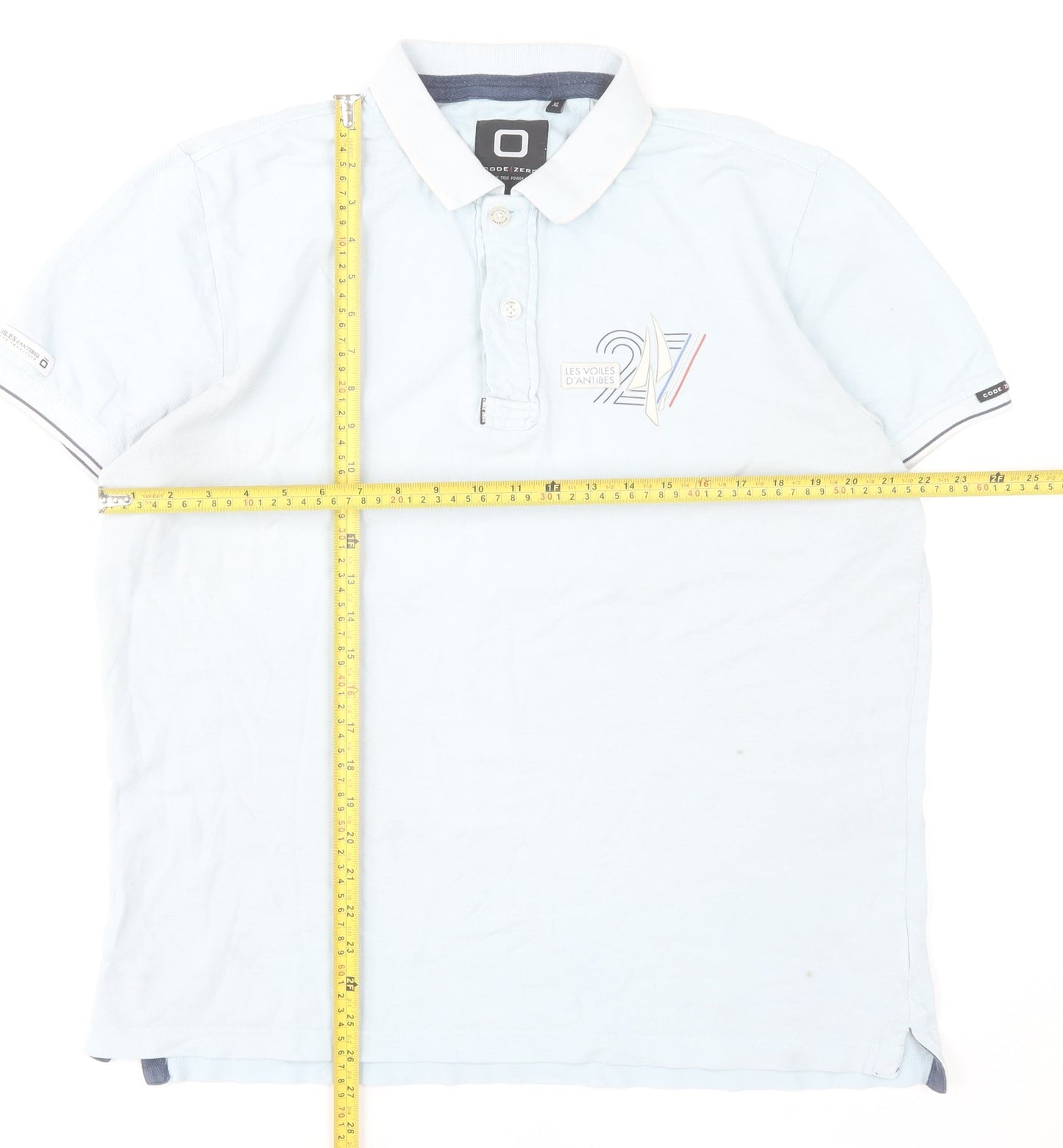 CODE ZERO Men’s Blue Nautical Polo Shirt XL Short Sleeve 100% Cotton