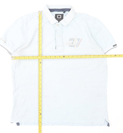CODE ZERO Men’s Blue Nautical Polo Shirt XL Short Sleeve 100% Cotton