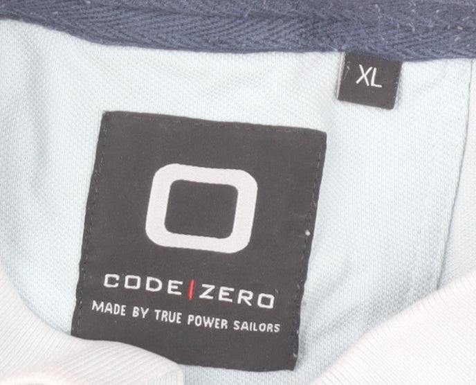 CODE ZERO Men’s Blue Nautical Polo Shirt XL Short Sleeve 100% Cotton