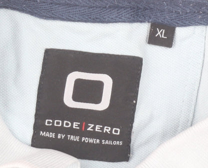 CODE ZERO Men’s Blue Nautical Polo Shirt XL Short Sleeve 100% Cotton
