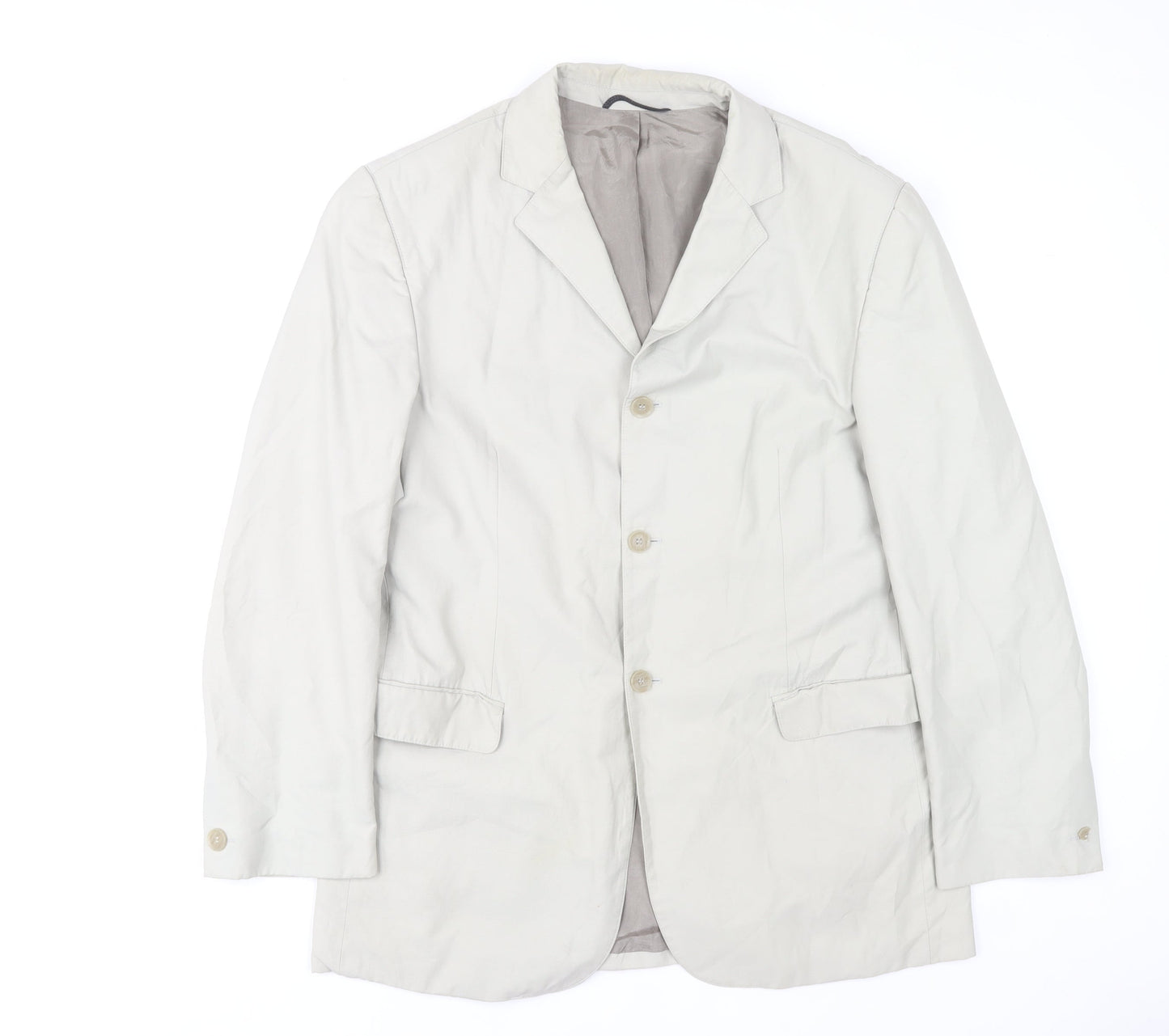 SWEPT Men’s Pale Beige Grey Cotton Blend Single-Breasted Blazer Jacket Size 42 Regular