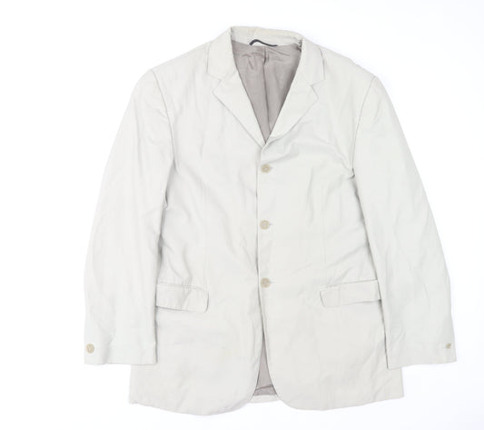 SWEPT Men’s Pale Beige Grey Cotton Blend Single-Breasted Blazer Jacket Size 42 Regular