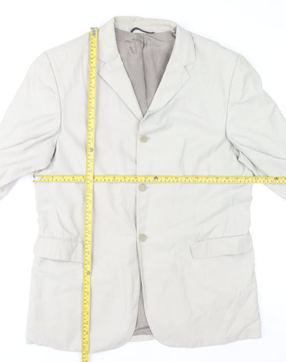 SWEPT Men’s Pale Beige Grey Cotton Blend Single-Breasted Blazer Jacket Size 42 Regular