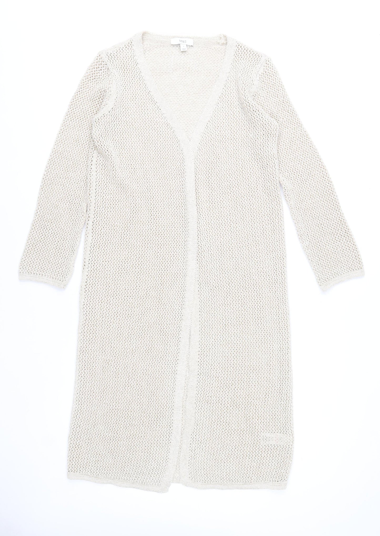Marks and Spencer Women’s Beige Open Knit Longline Cardigan S