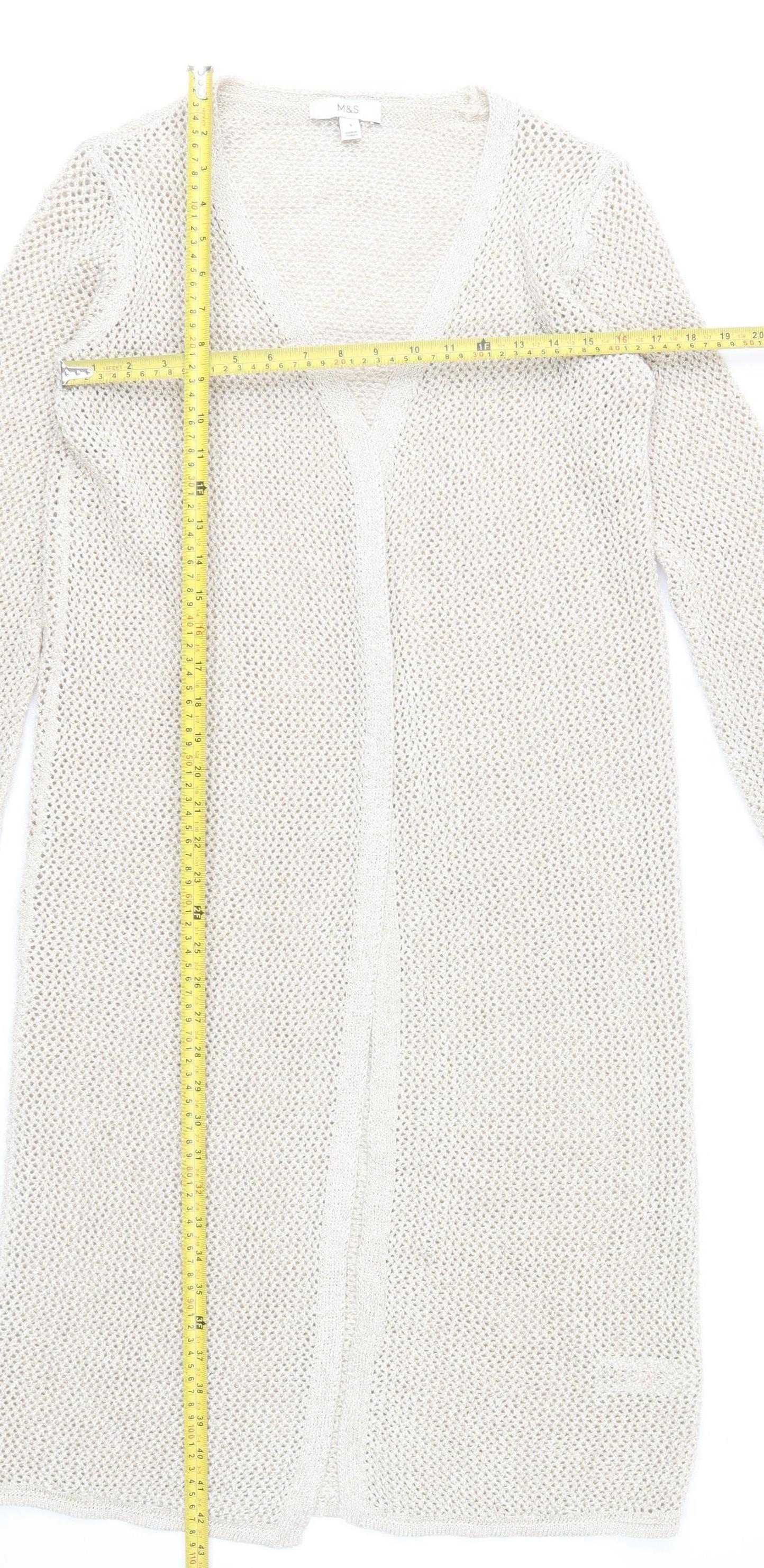 Marks and Spencer Women’s Beige Open Knit Longline Cardigan S