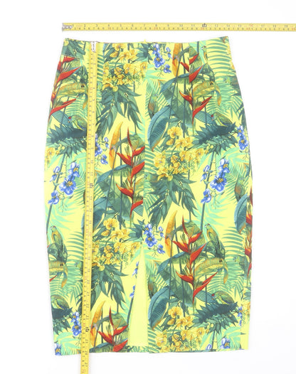 Oasis Women’s Multicoloured Floral Pencil Skirt Size 10 Cotton