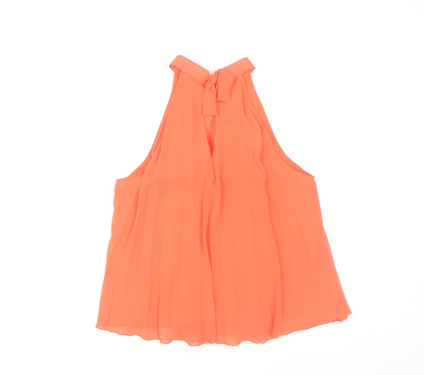 New Look Women's Orange Halter Pleated Chiffon Camisole Blouse UK 12