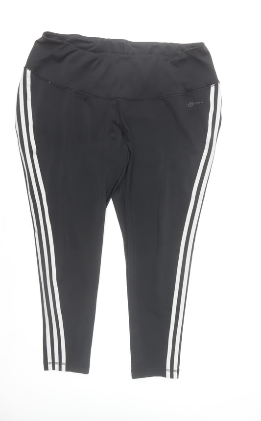 Adidas Women's Black 3XL Climalite Cropped Leggings with Side Stripes