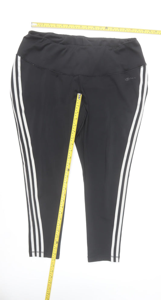 Adidas Women's Black 3XL Climalite Cropped Leggings with Side Stripes