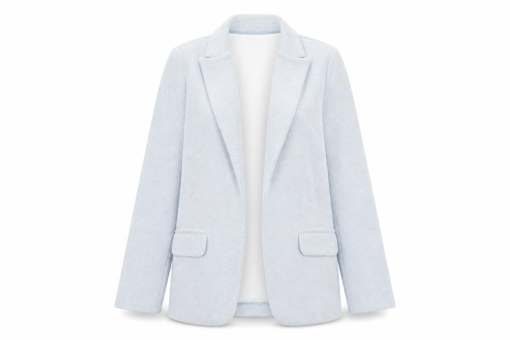 Front view of Dunnes Women Blue Blazer Jacket Small Mid-Length Classic Style