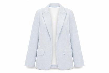 Front view of Dunnes Women Blue Blazer Jacket Small Mid-Length Classic Style