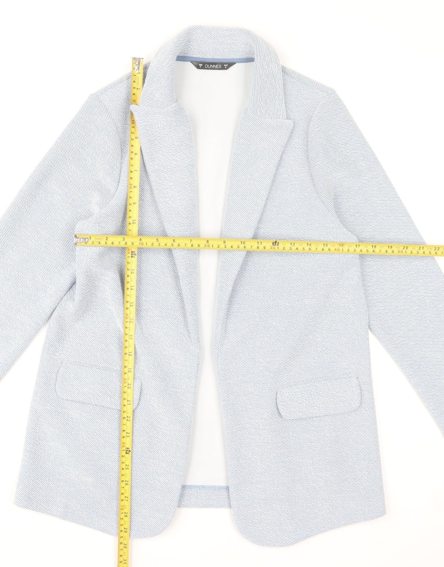 Dunnes Stores Women Blue Blazer Jacket Small Mid-Length Classic Style