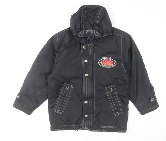 Maniac Men's Black Hooded Puffer Jacket Size 30 Winter Coat