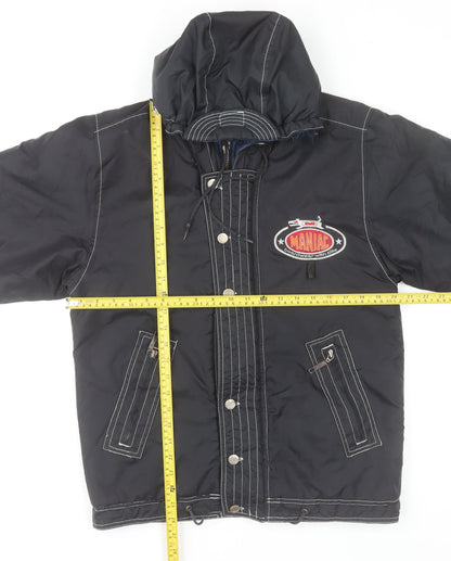 Maniac Men's Black Hooded Puffer Jacket Size 30 Winter Coat