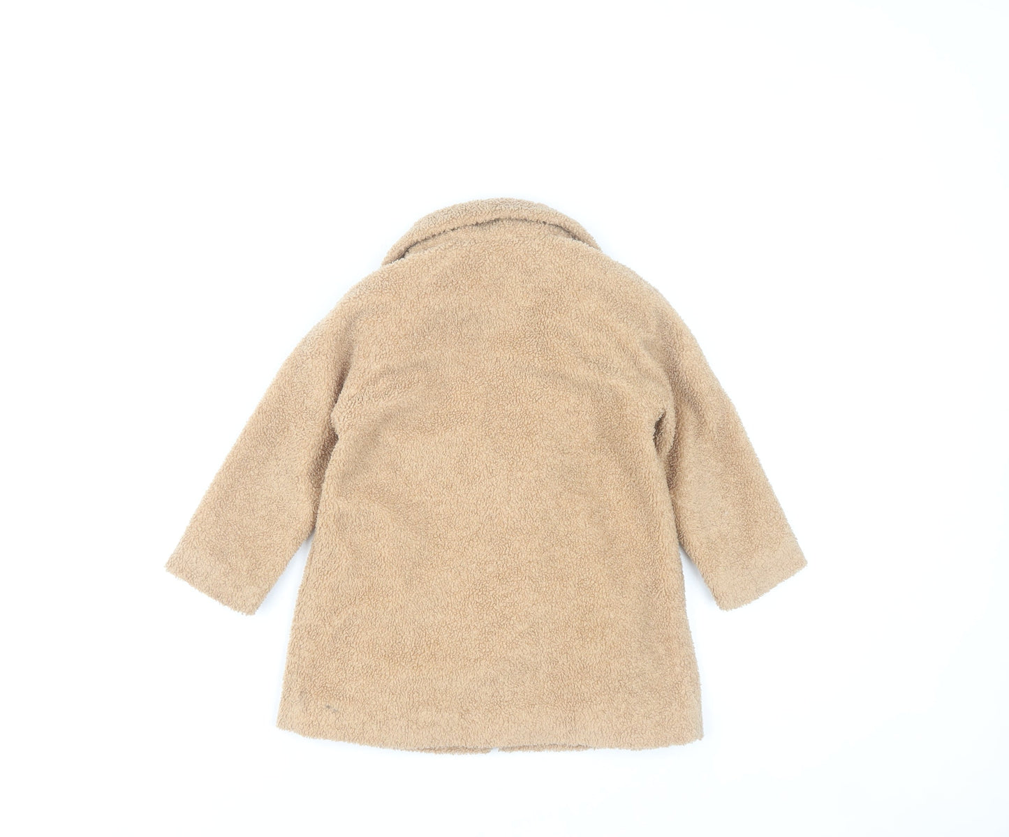 Next Girls Beige Teddy Fleece Mid-Length Coat 3 Years Lined Winter Jacket