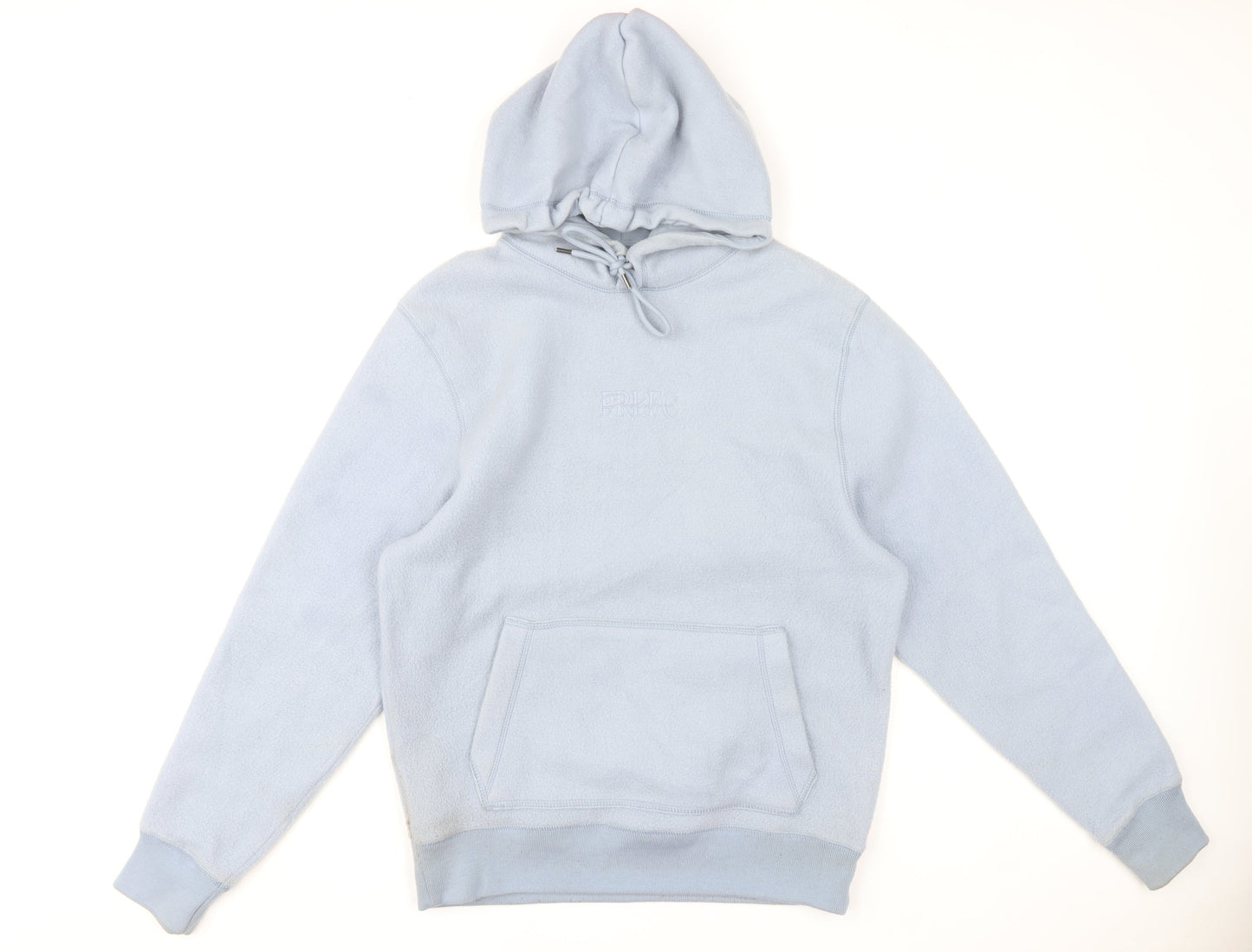 River Island Men's Blue Pullover Hoodie Size S Fleece Logo Design