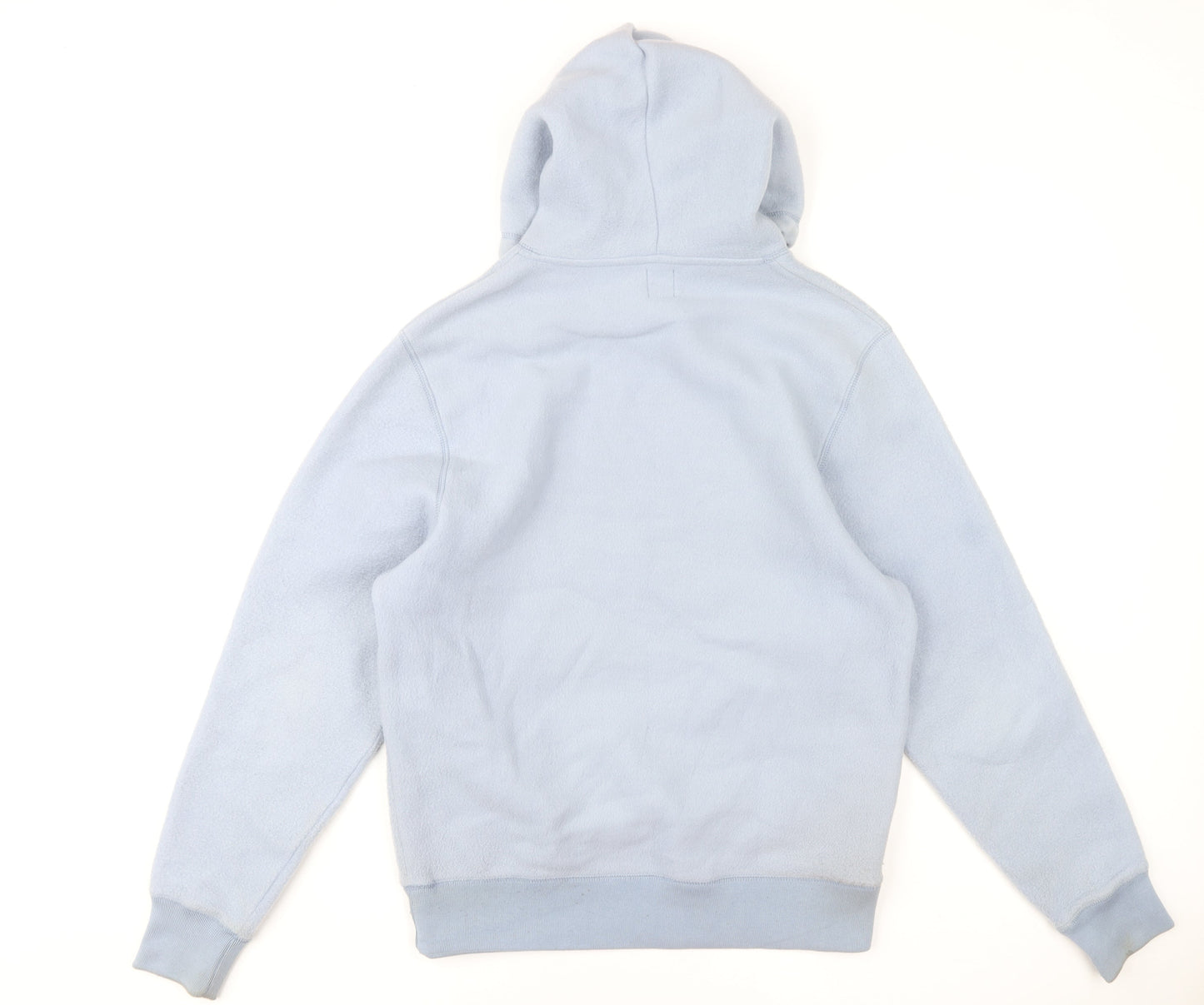 River Island Men's Blue Pullover Hoodie Size S Fleece Logo Design